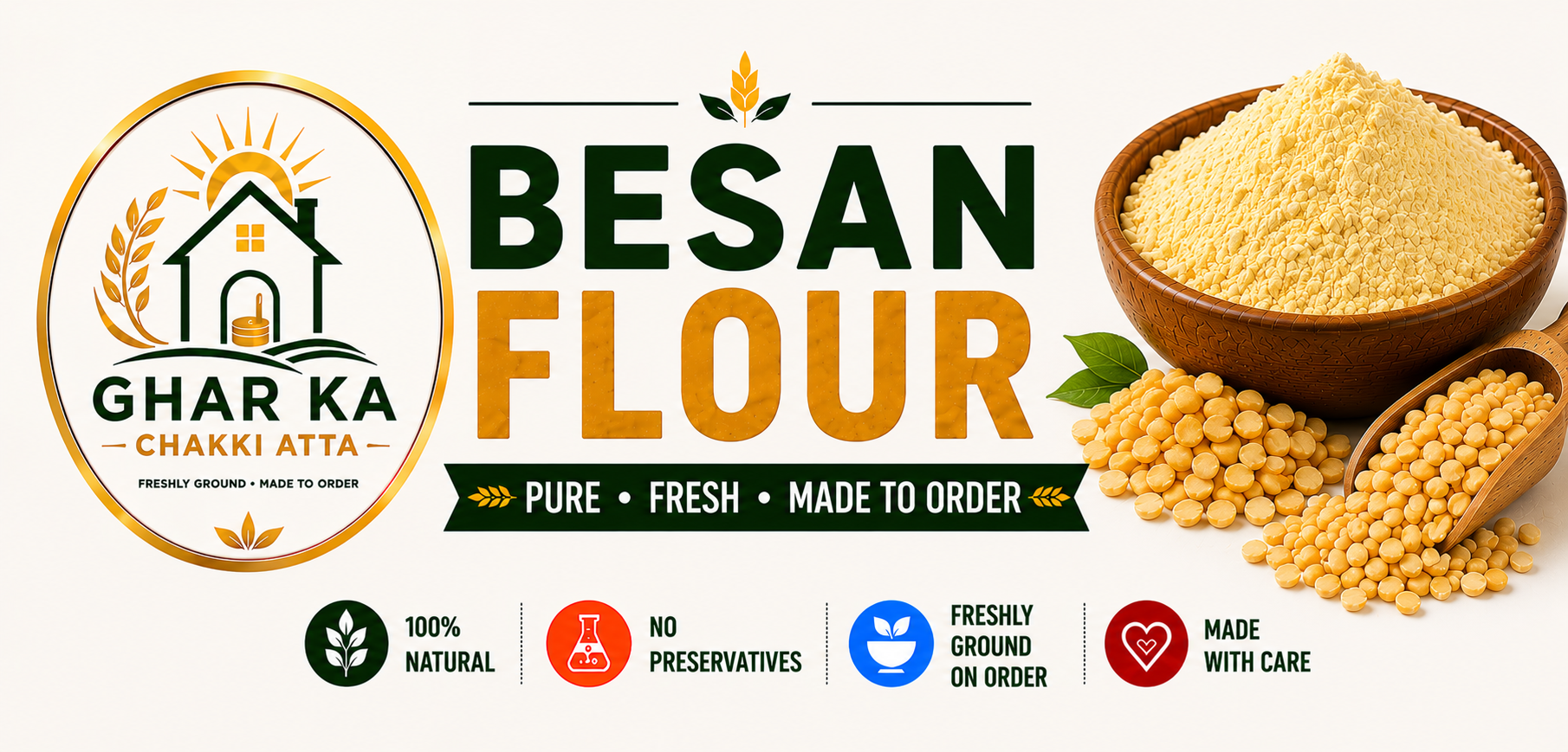 Freshly ground besan flour
