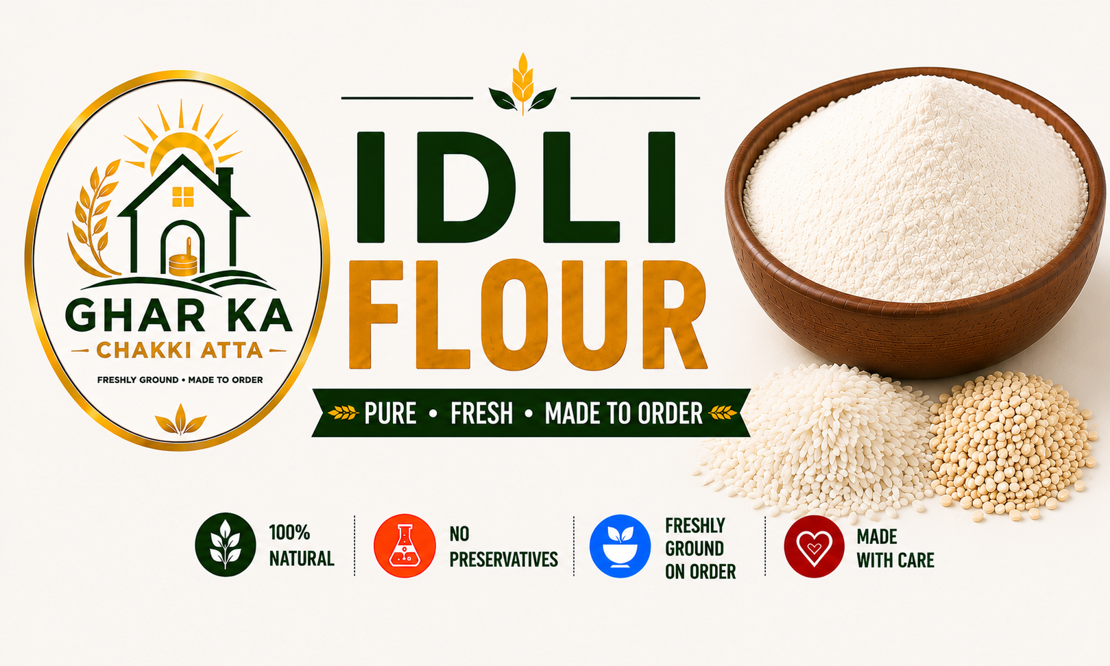 Freshly ground idli rice and urad flour mix