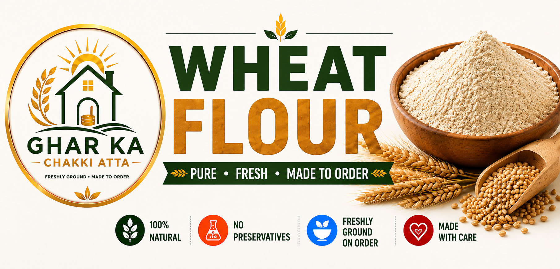 Freshly ground wheat flour